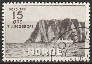 FRIMÆRKER NORGE | 1930 - AFA 159 - Nordkap I. - 15+25 øre brun - Stemplet